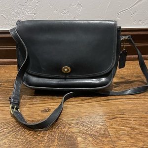 Coach Vintage Navy Leather Crossbody Flap Bag.